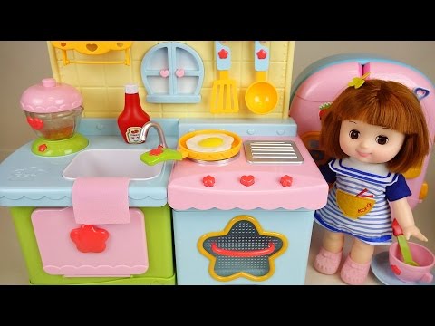 Baby Doll Kitchen and play doh cooking play