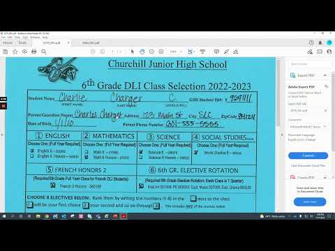 2022-23 6th Grade French Dual Immersion Course Selection Card Tutorial