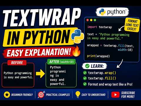 Python Textwrap Module 🔥 Wrap Text Easily In Python Beginner Tutorial