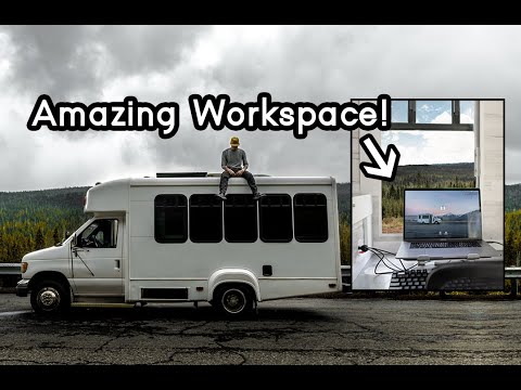 Shuttle Bus Conversion Office + Tiny Home Tour