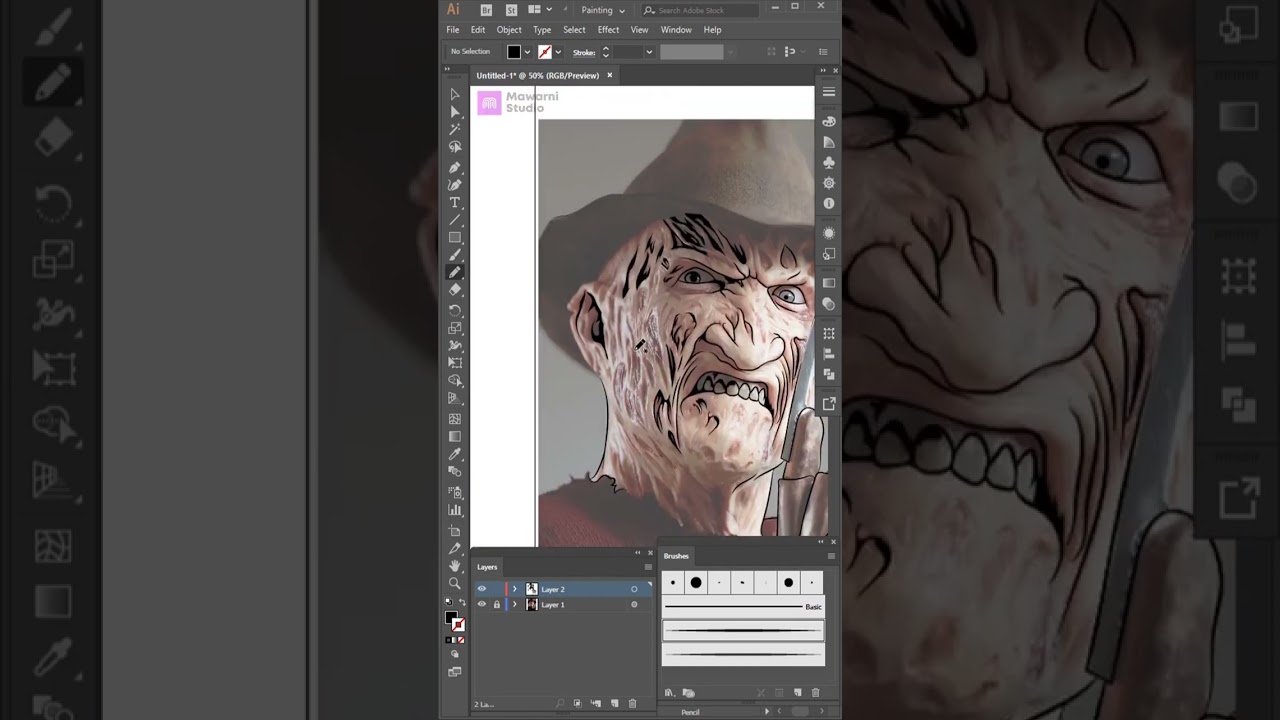 Line Art Siluet Vector Monster Illustrator The Avanger