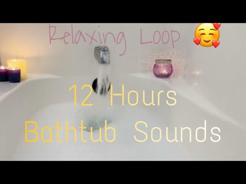 12 Hours Bubble Bath Filling then Loop - Bubbles and Candles - White Noise for Sleep 😴