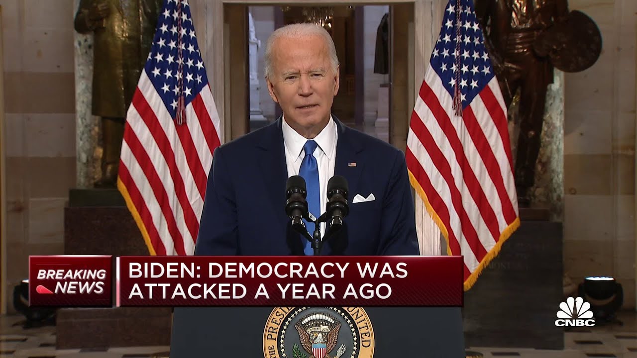 President Joe Biden addresses the nation on one-year anniversary of U.S. Capitol attack