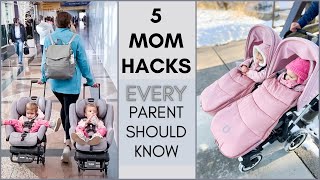 5 MOM HACKS EVERY PARENT SHOULD KNOW | BABY TRAVEL GEAR | BABY FOOD HACK | SUMMER WINTER MOM