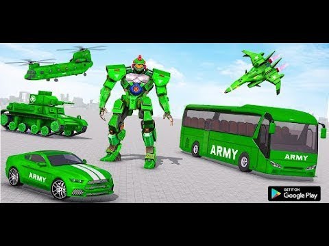 Army Bus Robot Car Game 3d