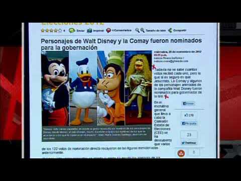 SuperXclusivo 11/30/12 - Personajes de Disney y La Comay nominados para la gobernación de PR