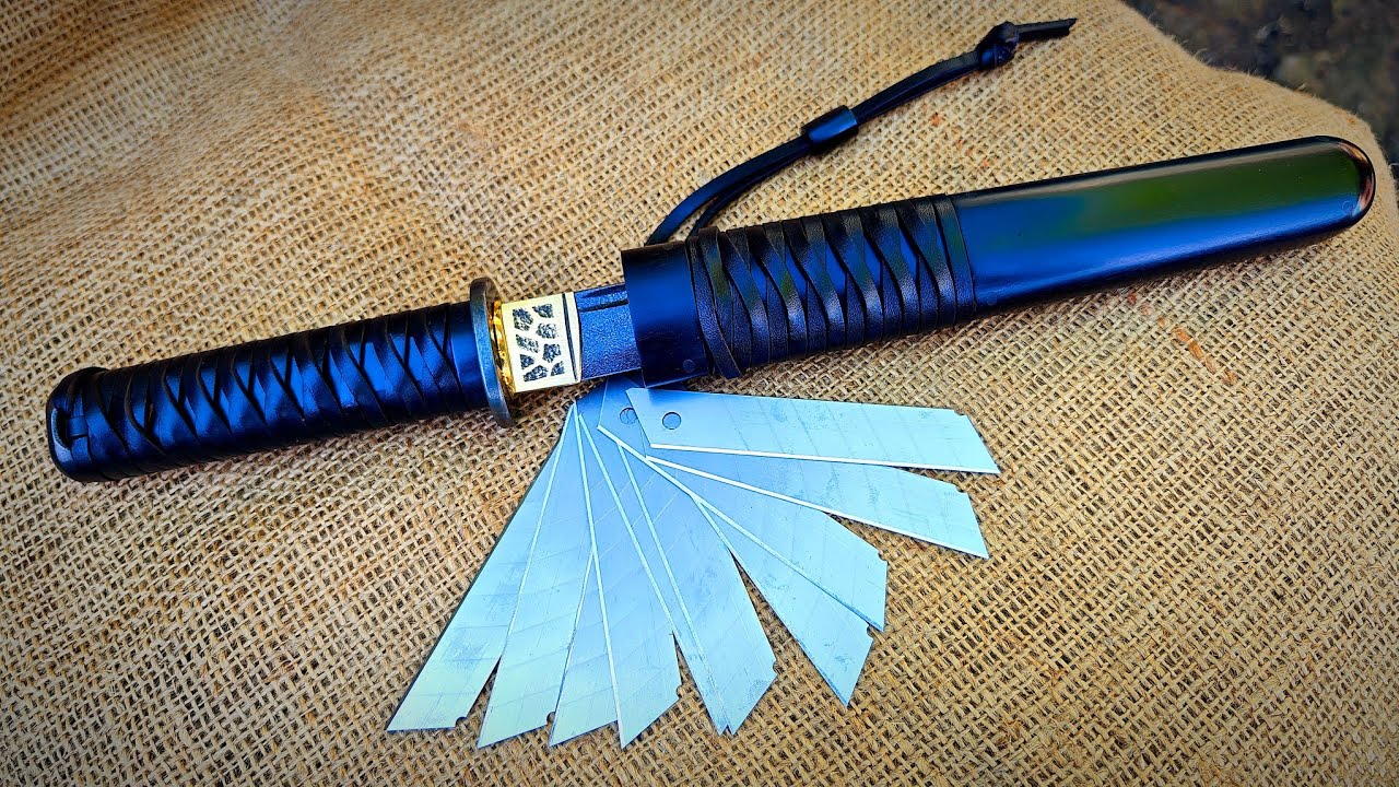 Making Wootz steel from construction knives . Making a Japanese tanto for $2000