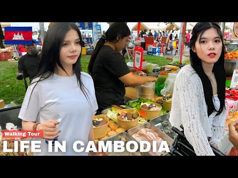 Best Place! Cambodia Walking Tour | Street Food Paradise in Phnom Penh City & Real Khmer Lifestyle 