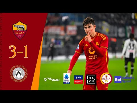Roma 3-1 Udinese - Highlights Serie A, TeleRadioStereo, SKY, DAZN,RomaTV, Rai, Romanista, CSS
