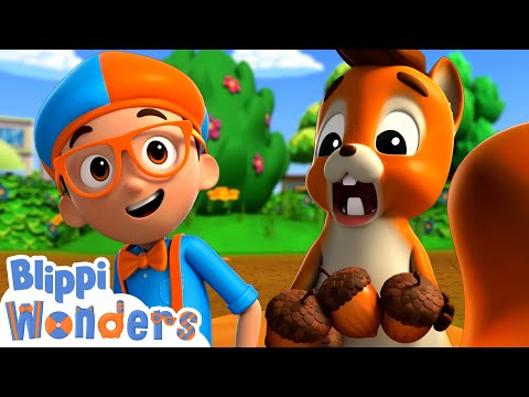 Blippi Wonders - Squirrel Treasure Hunt! | BRAND NEW Blippi Cartoon | Cartoons For Kids