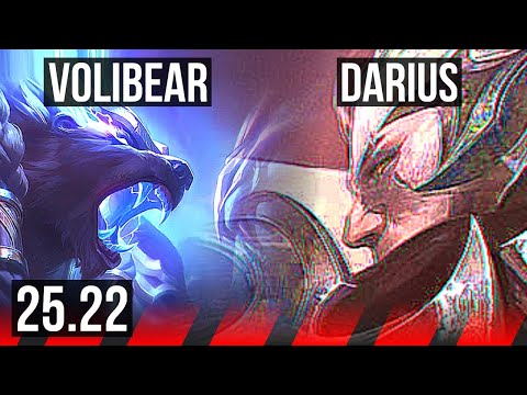 VOLIBEAR vs DARIUS (TOP) | 8/1/4, 7 solo kills, 800+ games | KR Master | 25.22