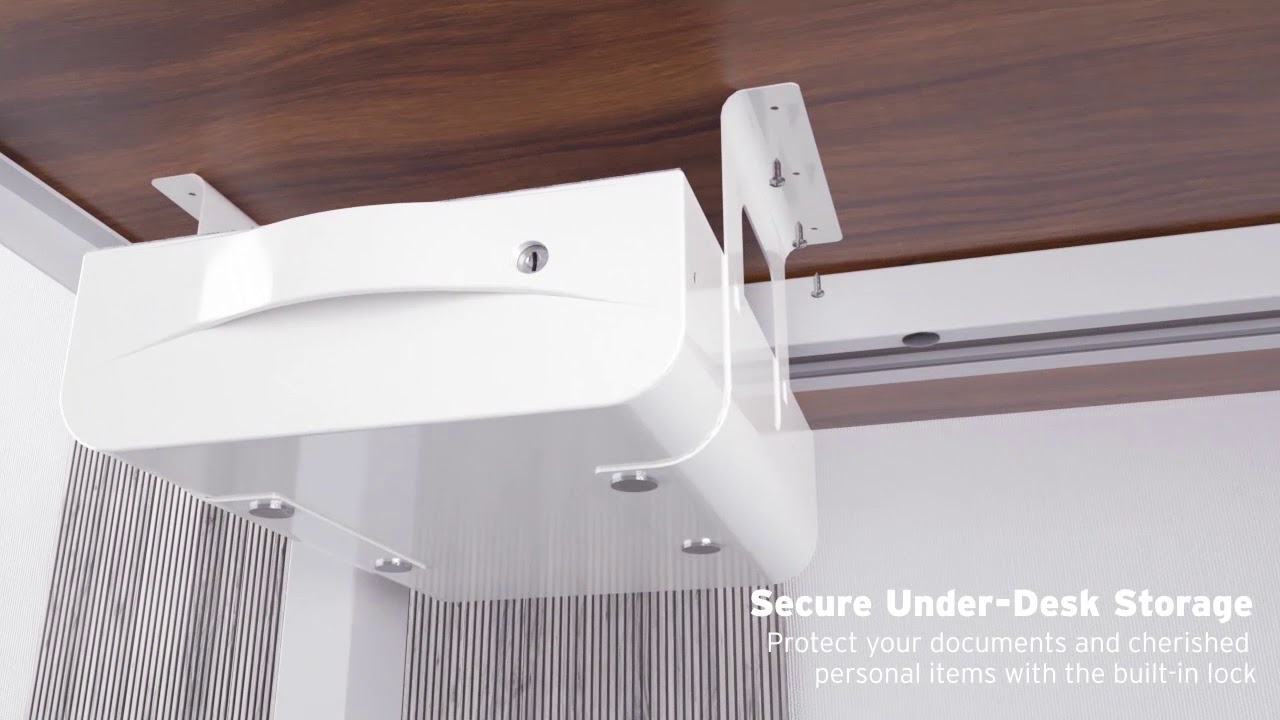 Opberglade onder bureau met slot