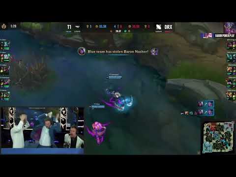 Caster's cam reaction to insane Baron steal by Gumayusi