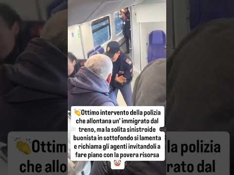 Forze dell’ordine allontanano immigrato pericoloso dal treno. #news #cronaca
