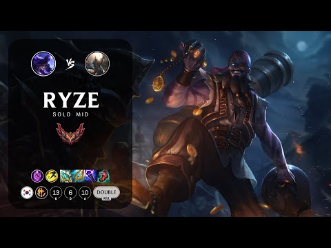 Ryze Mid vs Pantheon - KR Grandmaster Patch 13.8