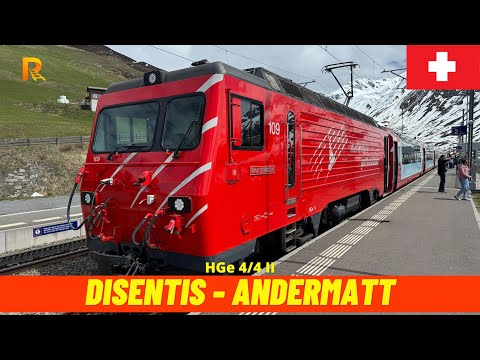 Cab Ride Glacier Express Disentis - Andermatt (Matterhorn Gotthard Bahn, April 2025, Switzerland) 4K