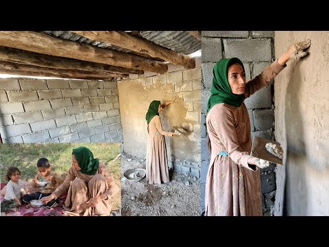 Pregnant mother Afsaneh's first plastering experience: A warm home for her children