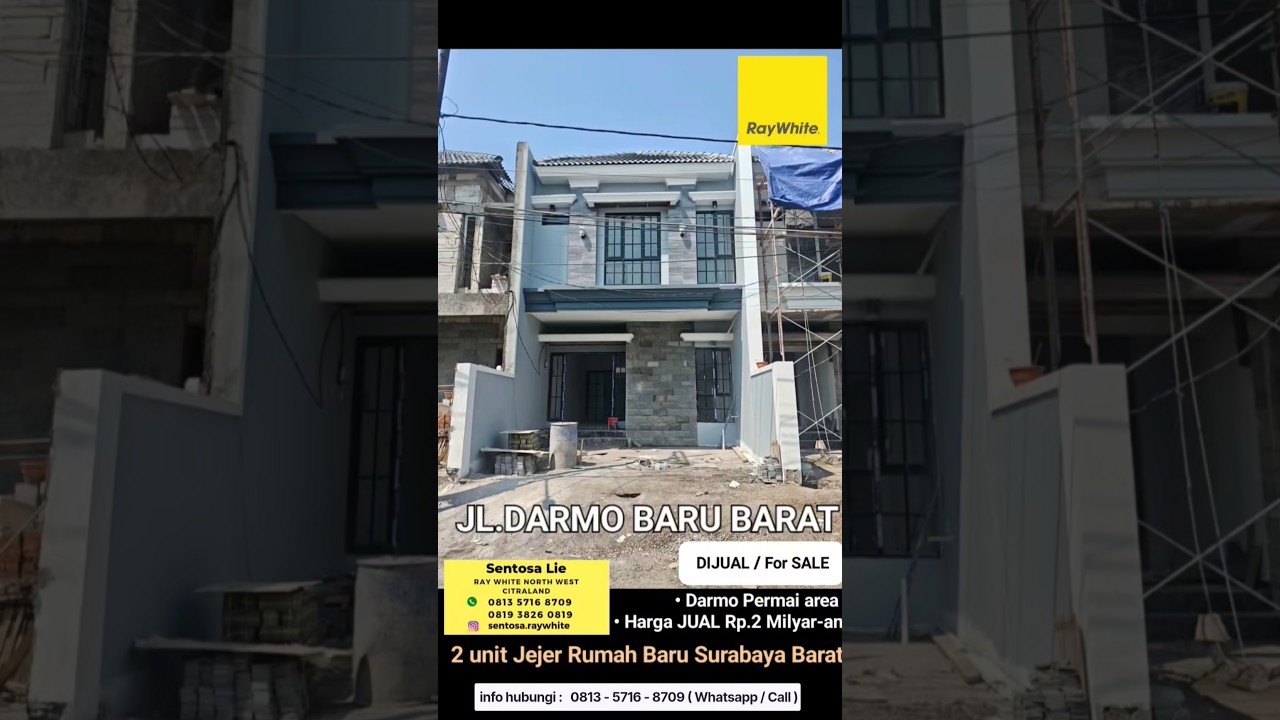For Sale New House Darmo Baru Barat - Darmo Permai Area West Surabaya Near Hr. Muhammad, Madame Chang, Puncak Permai Modern Market, Satellite Toll Access, Pakuwon Mall - Ready 2 Adjacent House Units - SHM Certificate