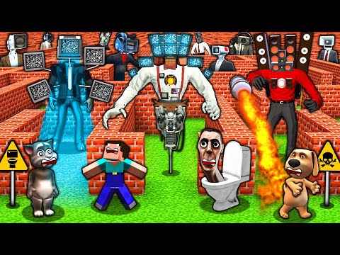 SURVIVAL MAZE of MECHA TITAN CAMERA & TV MAN BOSSES vs SKIBIDI TOILET in MINECRAFT animation