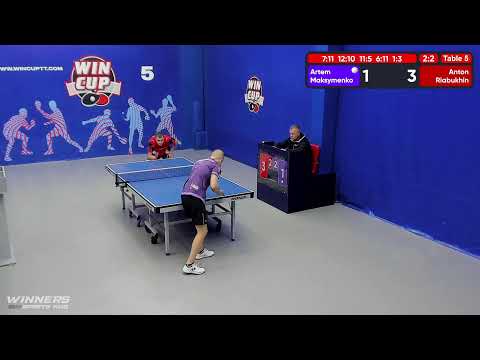 13:30 Максименко Артём 2-3 Рябухин Антон  стол 5  ЮГ-4  07.07.22