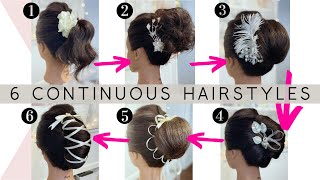 6 Continuous Hairstyles w/ Hair Accessories / Switch from one hairstyle to another quickly & easily!