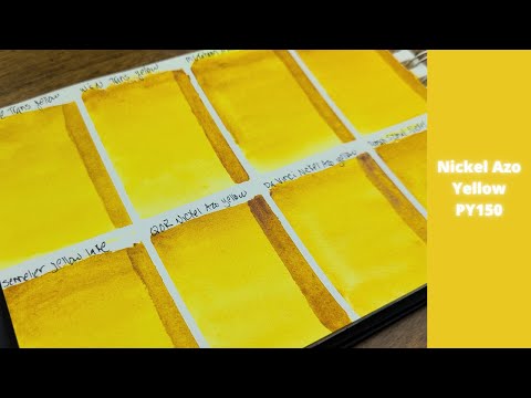 Watercolor Comparison Nickel Azo Yellow / Transparent Yellow PY150 8 Brands