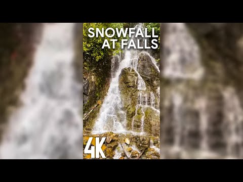 3 Hours Scenery for Vertical Screens, Tablets & iPhones - 4K Relaxation - Snowy Day at Waterfall