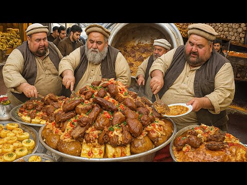 Original Afghan 100 KG Unique Uzbek Pulao | Meat pulao prepared | Street food