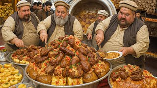 Original Afghan 100 KG Unique Uzbek Pulao | Meat pulao prepared | Street food