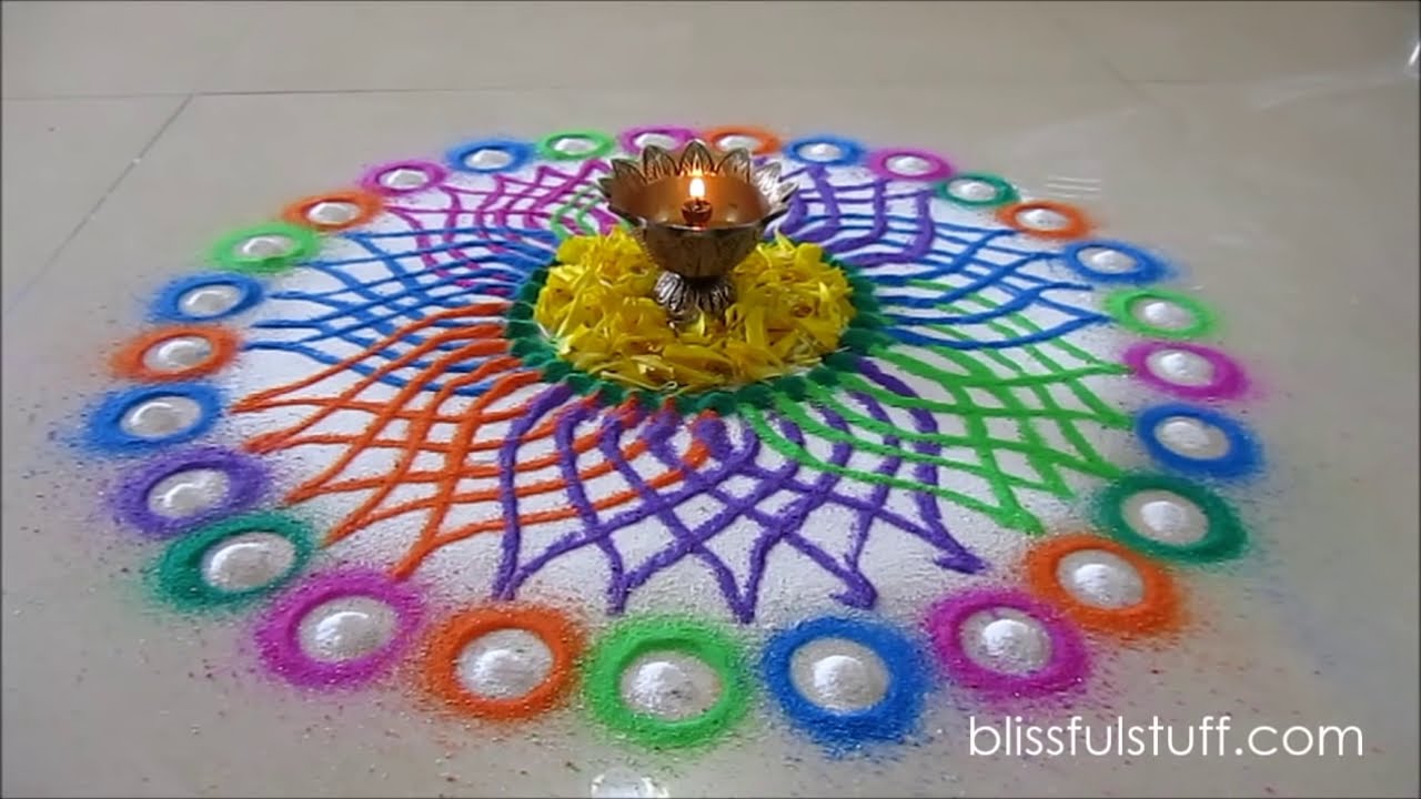 beautiful multicolored flower rangoli design by poonam borkar