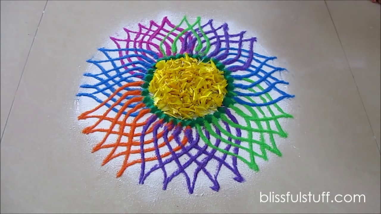 beautiful multicolored flower rangoli design by poonam borkar