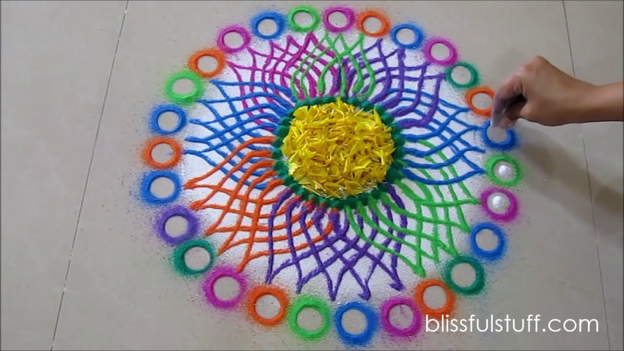 beautiful multicolored flower rangoli design by poonam borkar