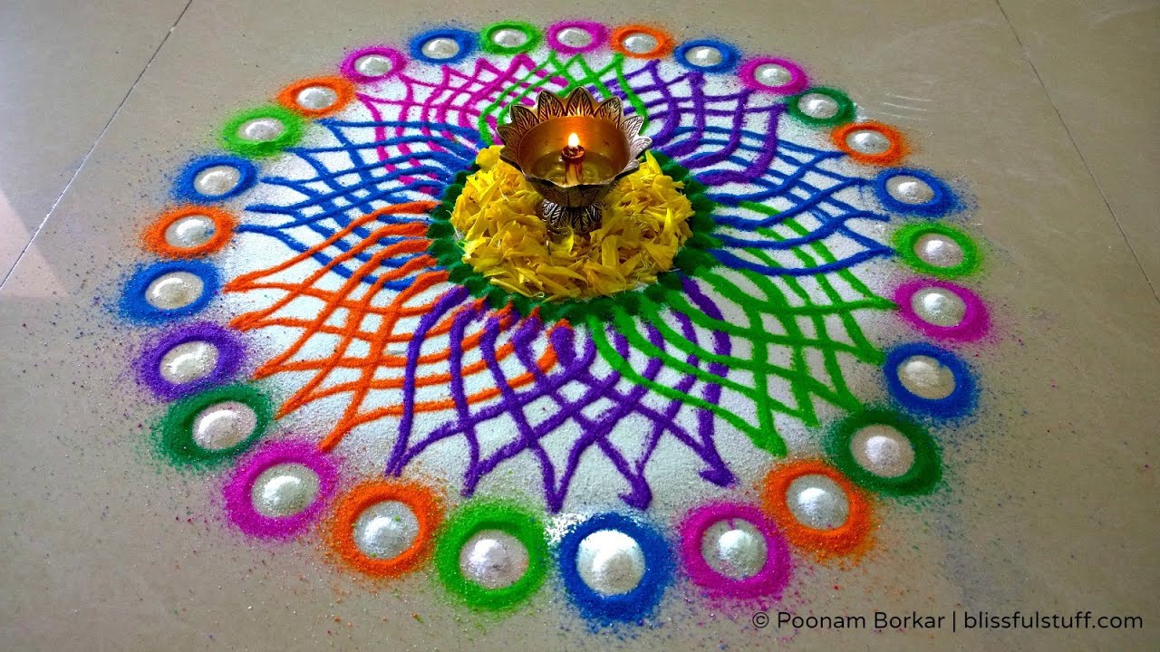 Beautiful multicolored flower rangoli design by poonam borkar
