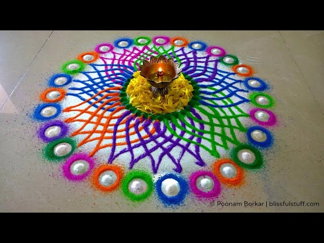 Beautiful multicolored flower rangoli design by poonam borkar