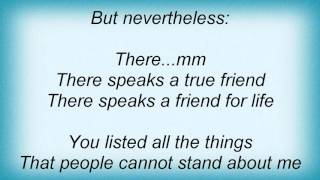 Morrissey - There Speaks A True Friend Lyrics