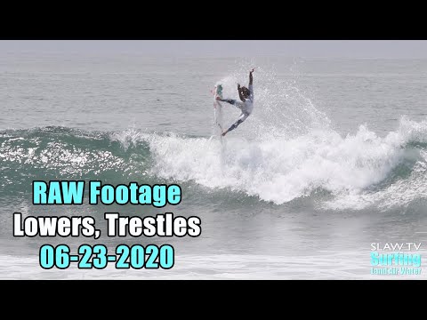 Lowers Trestles Firing Head High Surf - RAW Footage - 06-23-2020