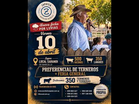 10/4/2026 Feria Mensual - Local Sarandi de Barceló -  Escritorio Zapater | Clic Rural