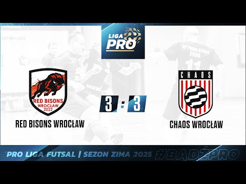 Skrót | RED BISONS WROCŁAW - CHAOS WROCŁAW 3:3, Sezon Futsal 2025, Häfele PRO Liga, 18.01.2025