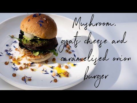 Mushroom, Goats Cheese and Caramelised Onion Burger