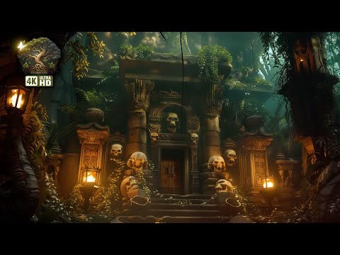 🌿 Mysteriöser Dschungeltempel: ASMR 4K Abend Naturambiente Schlaf
