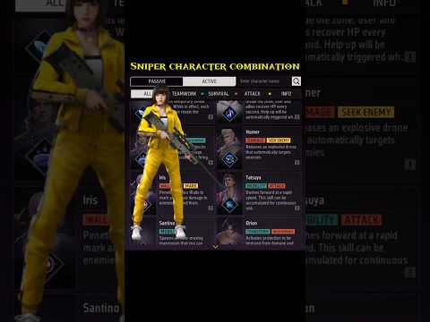 sniper character combination free fire || sniper character combo