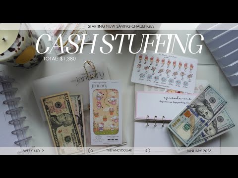 CASH STUFFING 2026 | january week 2 | new saving challenges started ! ♡