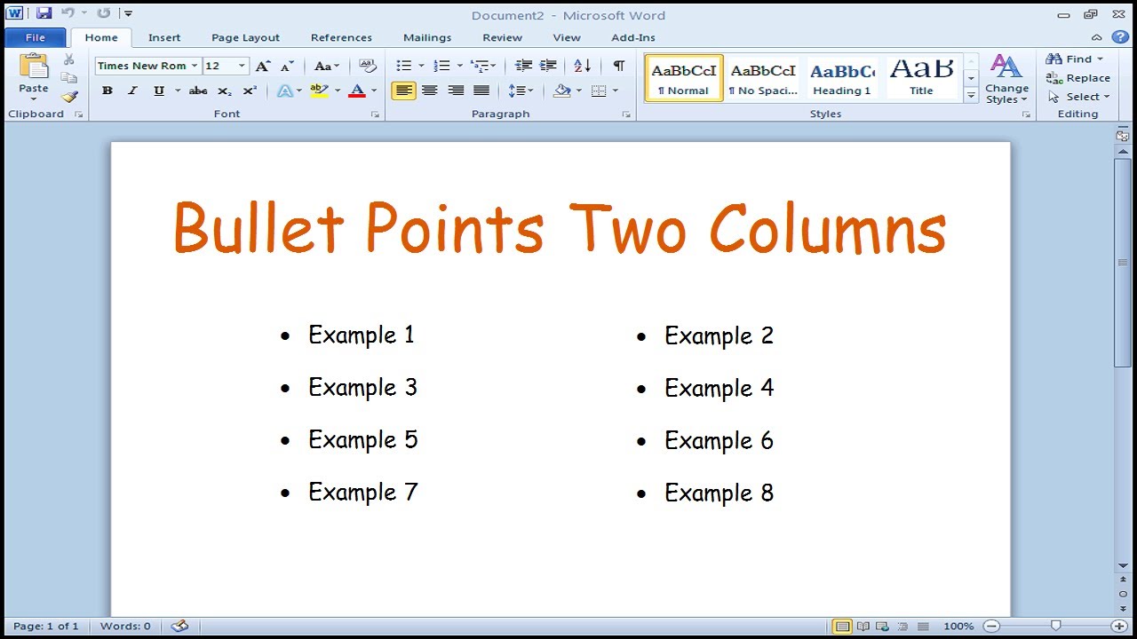 Watch Now How to create bullet points in two columns Microsoft Word How to create bullet points in two columns Microsoft Word