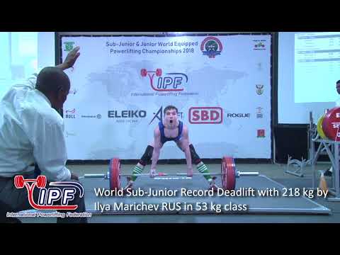 World Sub-Junior Record Deadlift with 218 kg by Ilya Marichev RUS in 53 kg class