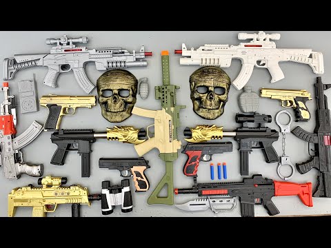 Scary Skeleton Mask, Golden Weapons, Sound Toy Kalashnikov AK-47, Tec-9 And Equipment