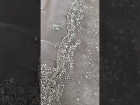 Beige Pure Organza Heavy Embroidered Kurta Palazzo Set with Sequins, Coding Dori & Moti Handwork Dupatta