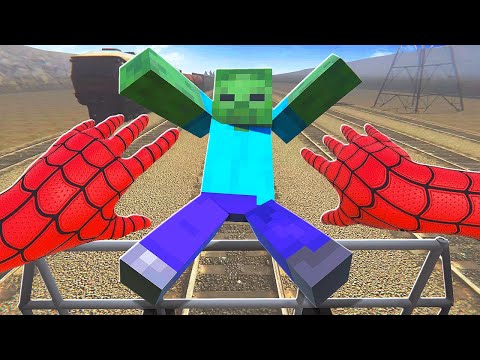 Throwing MINECRAFT Zombies Off a Train - Bonelab VR Mods