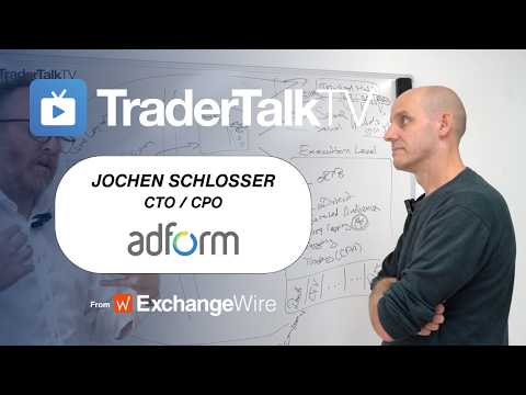 Shot of Jochen Schlosser, CTO / CPO at Adform, in front of the ExchangeWire whiteboard for an episode of TraderTalkTV.