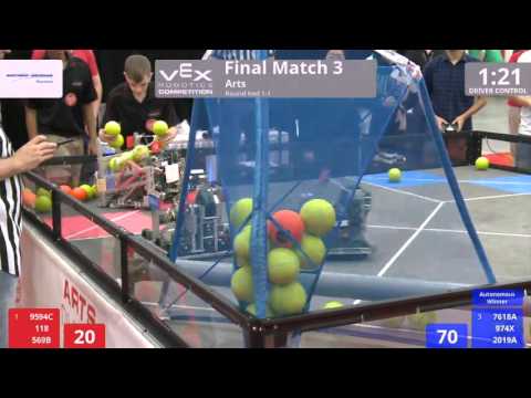 VEX Worlds 2016 - VRC HS Arts - Finals 3 (9594C 118 569B) 277 vs 330 (7618A 974X 2019A)