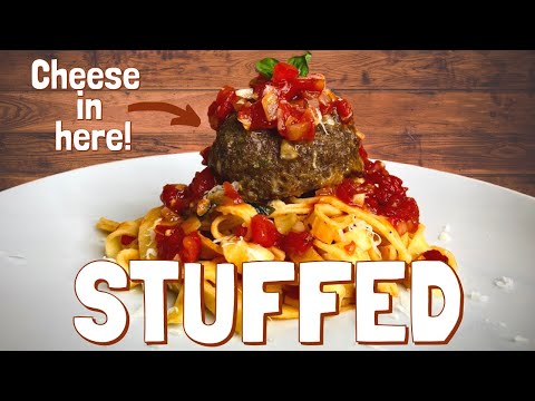 Amazing Cheese Stuffed Meatballs Recipe| With Fettuccini Pasta